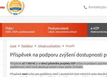 Příspěvek na terapie od VZP